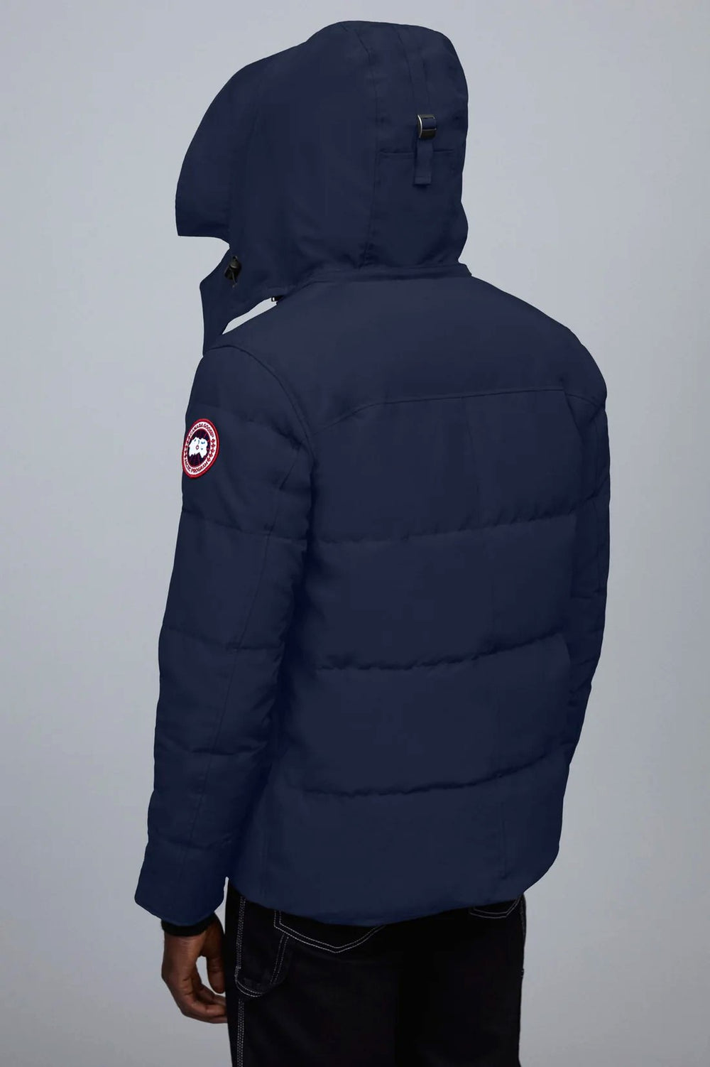 Navy puffer jacket with brand logo, Canada Goose Wyndham Parka Goose Men's Winter Jacket at Volonka. 