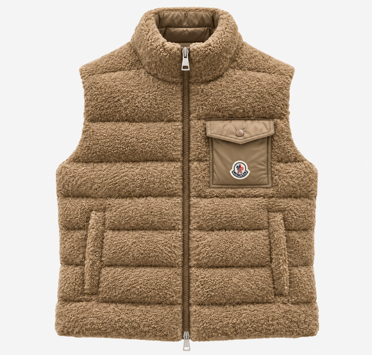 Moncler Merek down vest in teddy fabric