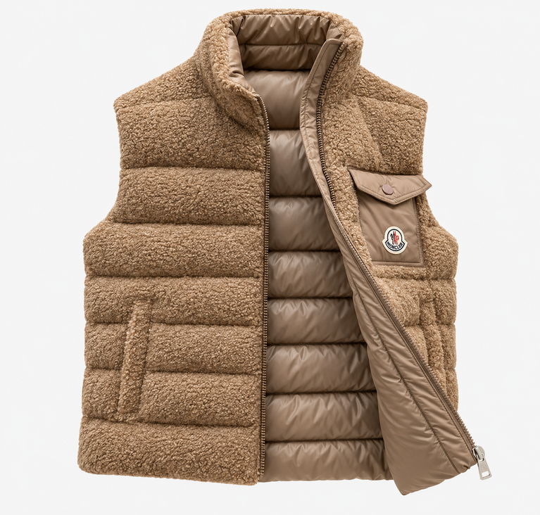 Moncler Merek down vest in teddy fabric