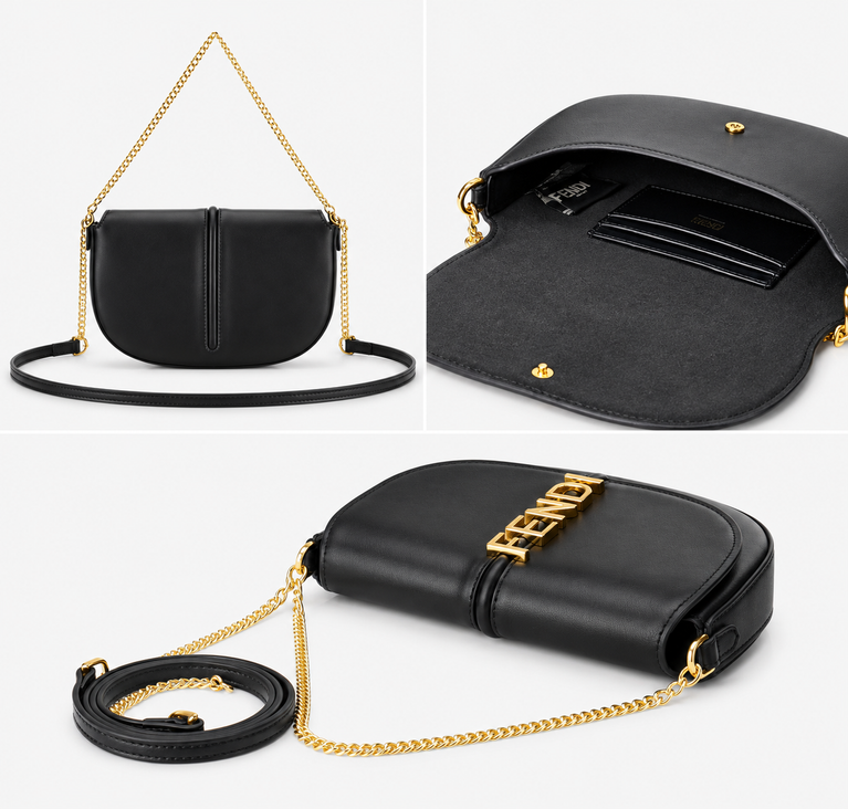 Fendi Carrying Chain Leather Shoulder Bag