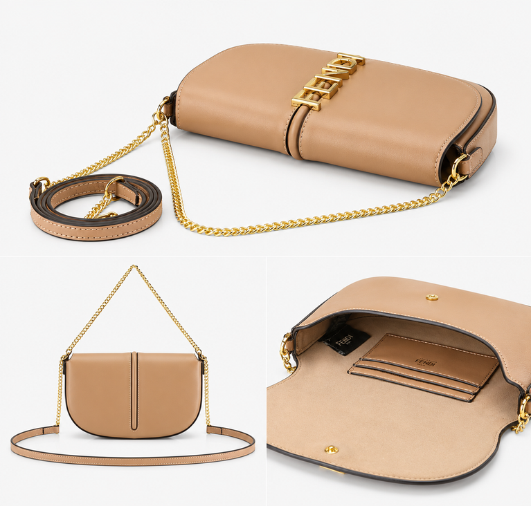 Fendi Carrying Chain Leather Shoulder Bag