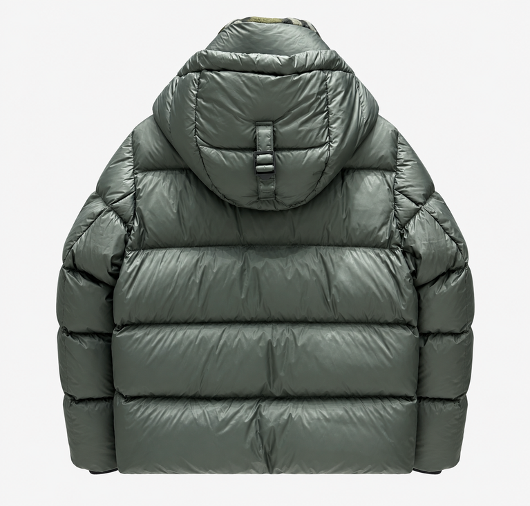 Burberry Puffer Jacket with Plaid Hood Lining