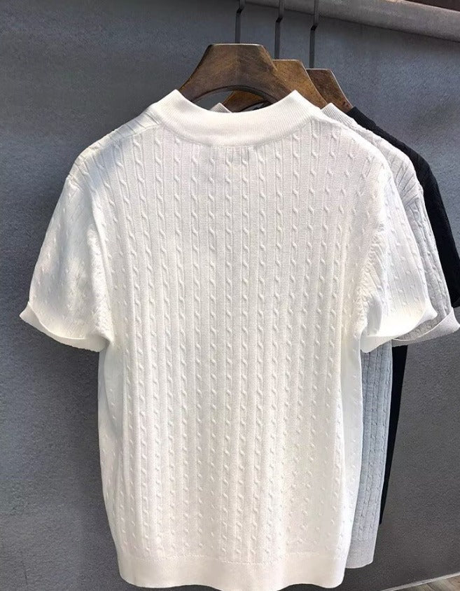 Trendiges Kurzarm-Strick-Poloshirt für Herren