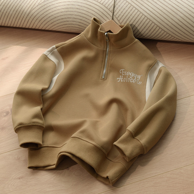 Children's half zipper Loose pullover sweatshirt Collar for Boys and Girls