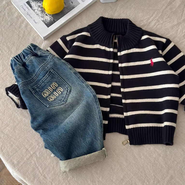 Kids Striped Knitted Cardigan Spring & Autumn Sweater