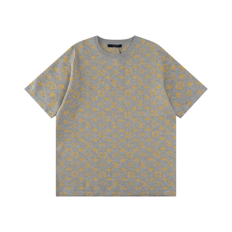 Jacquard wool knit casual loose sleeve T-shirt