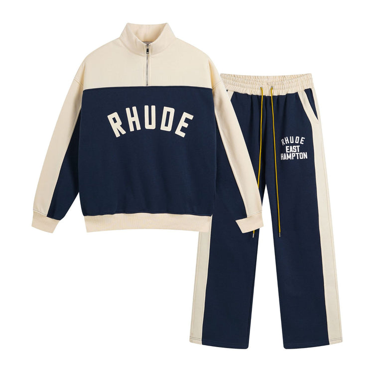 RHUDE Unisex sports half zipper sweatshirt pants set