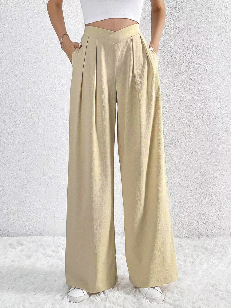 Cross Waist Draped Pleated Trousers