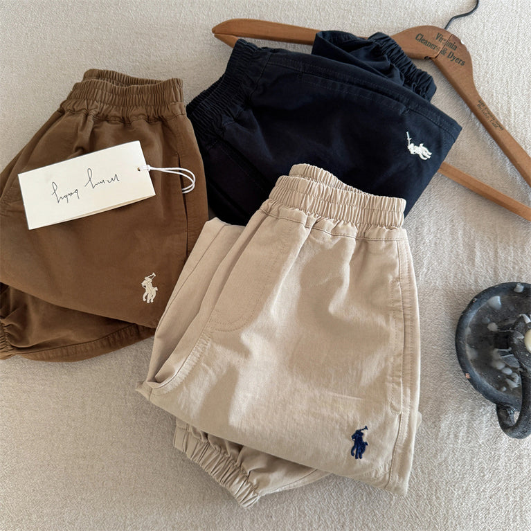 Kids Washed Cotton Pants Boys Autumn Leggings