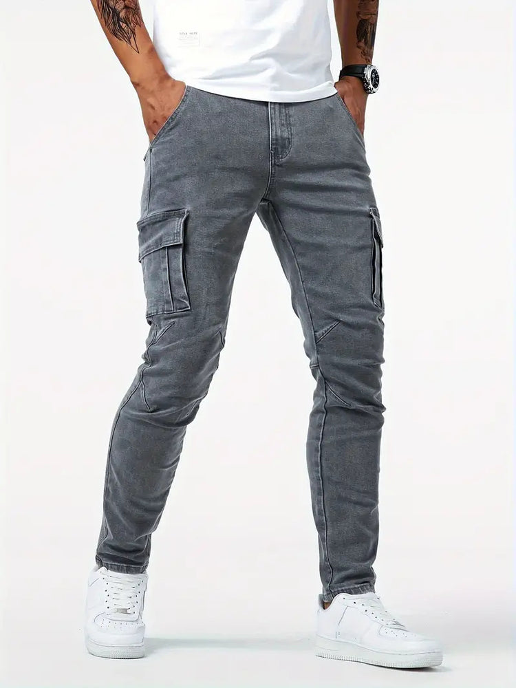 Men's Multi-Pocket Denim Cargo Pants