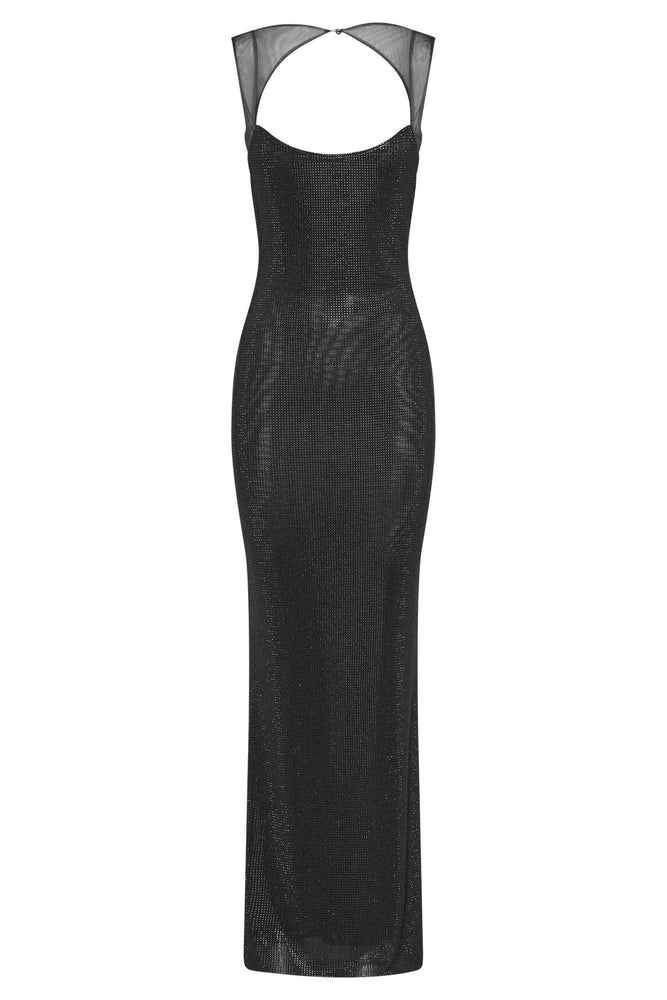 French Hot Diamond Sparkly Backless Maxi Evening Dress