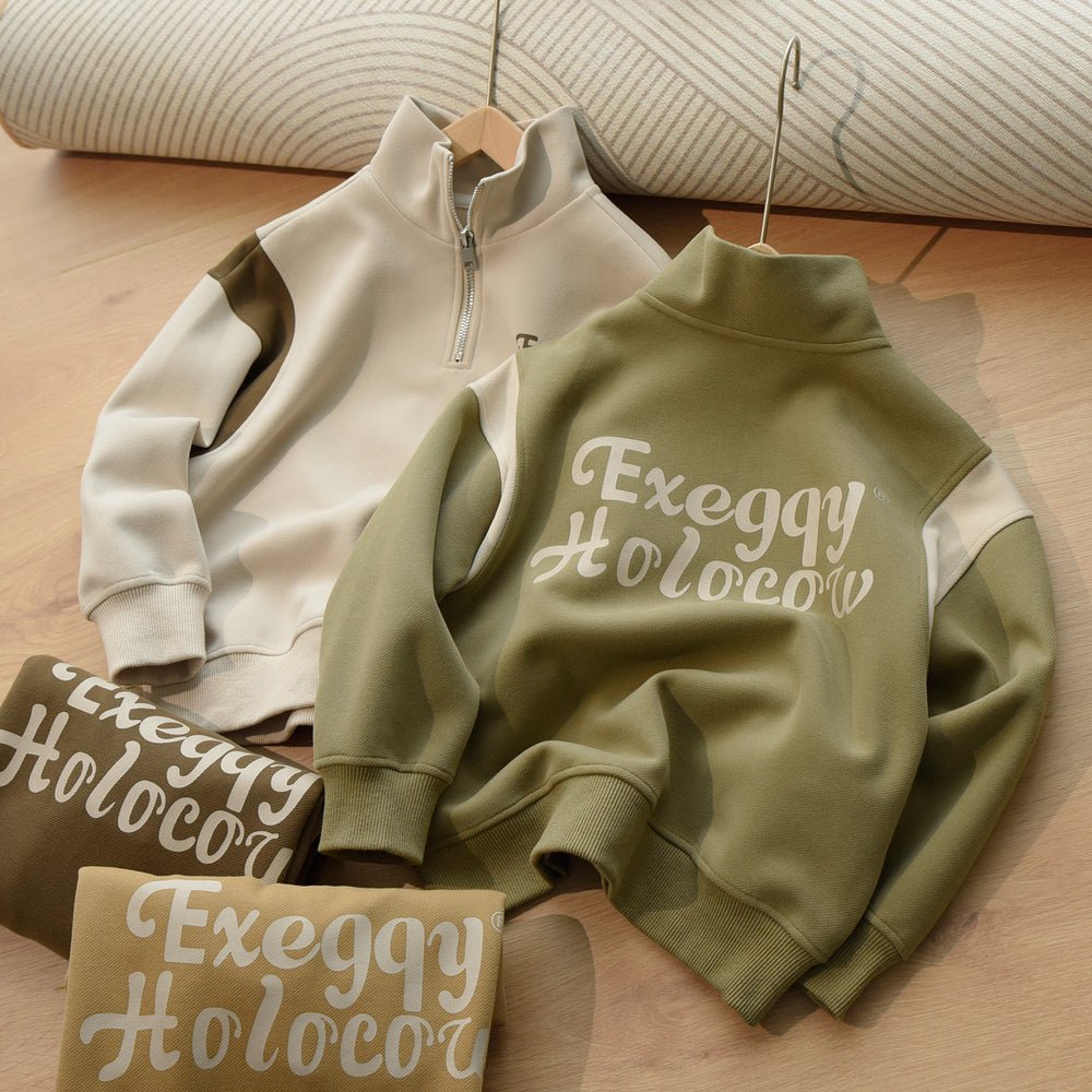 Children's half zipper Loose pullover sweatshirt Collar for Boys and Girls