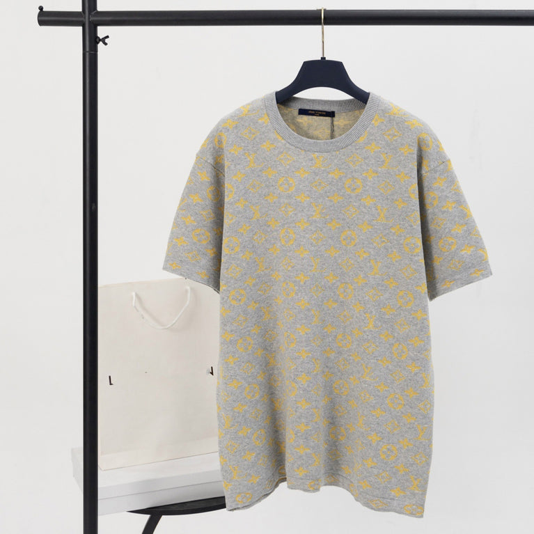 Jacquard wool knit casual loose sleeve T-shirt