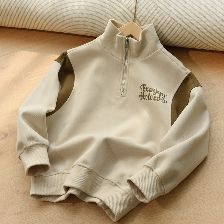 Children's half zipper Loose pullover sweatshirt Collar for Boys and Girls