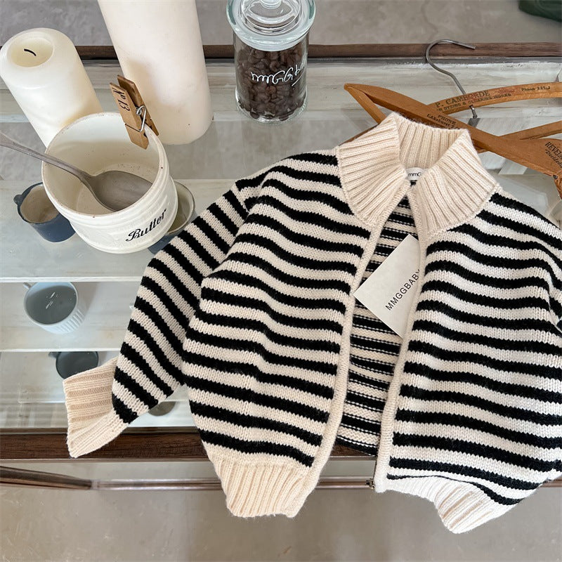 Kids Striped Knitted Cardigan Spring & Autumn Sweater