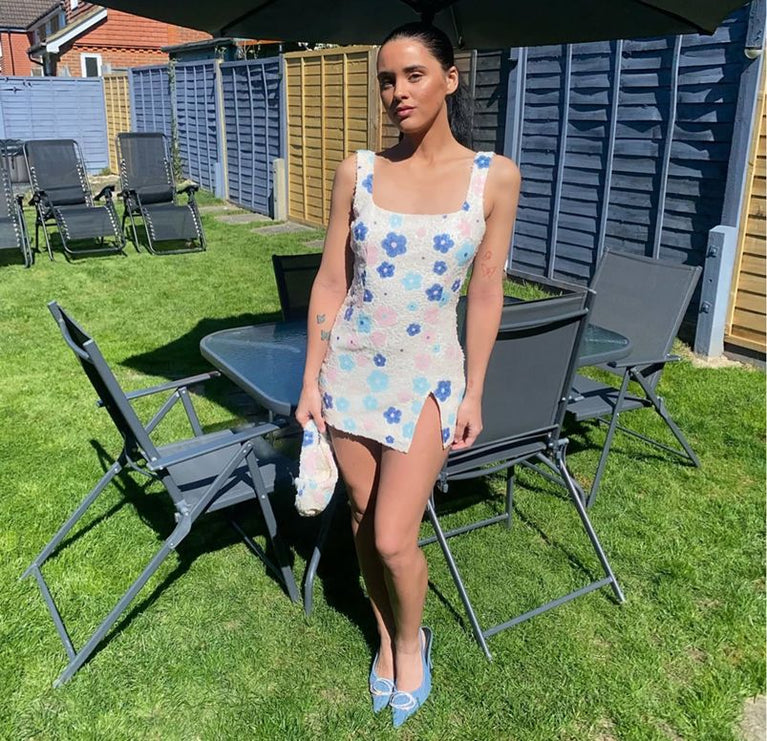 Vibrant Floral Diamond Pattern Dress