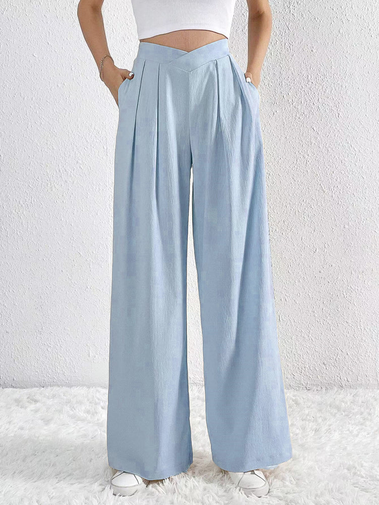 Cross Waist Draped Pleated Trousers