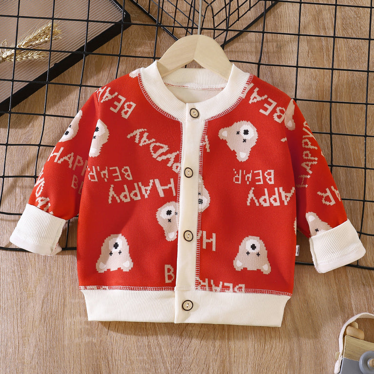Kids Knitted Cardigan Warm Thick Fall and Winter Sweater
