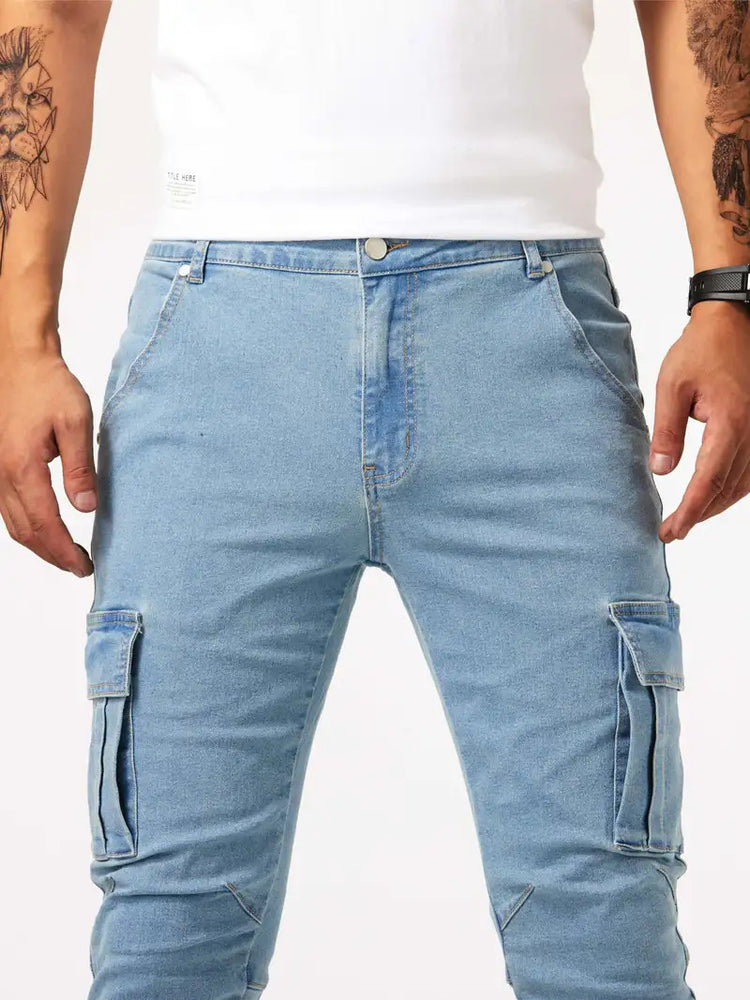 Men's Multi-Pocket Denim Cargo Pants