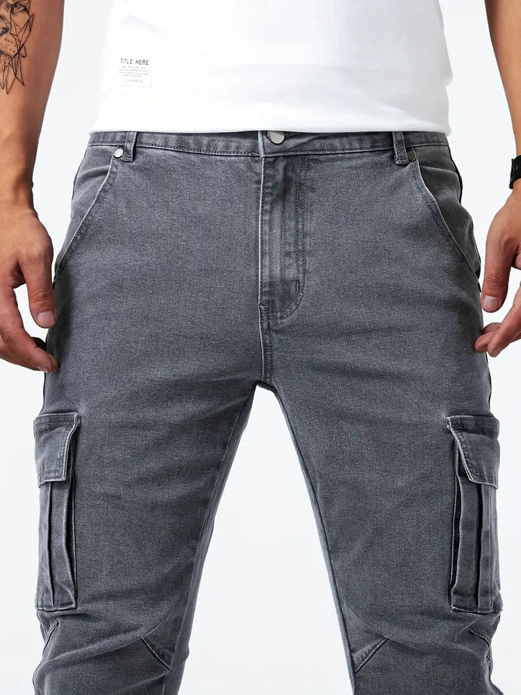 Men's Multi-Pocket Denim Cargo Pants