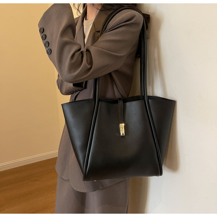 Soft Leather Large Commuter Tote Shoulder Bag