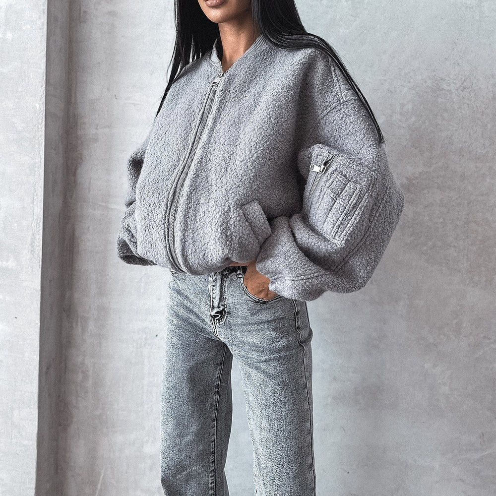 Women's Fleece Sweatshirt with Stand Collar