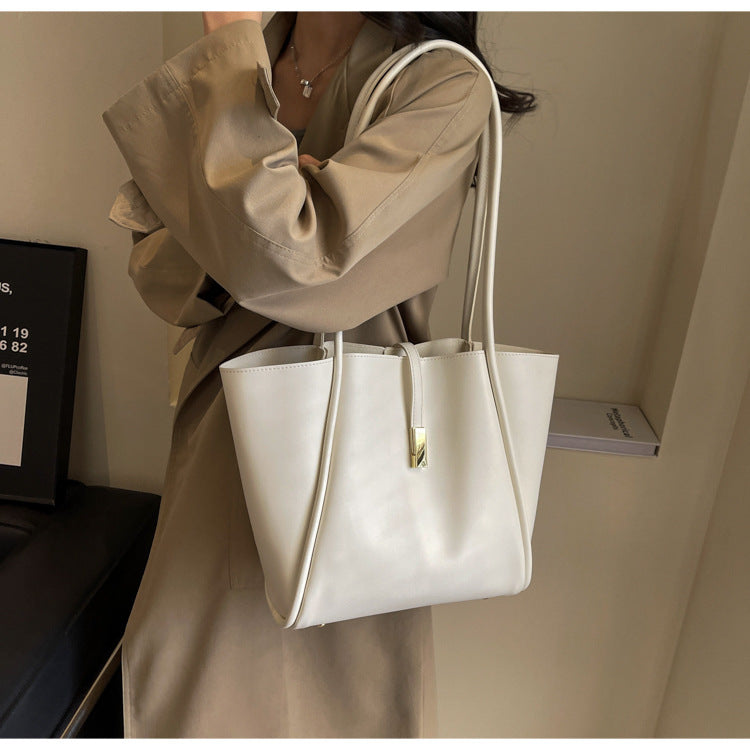 Soft Leather Large Commuter Tote Shoulder Bag