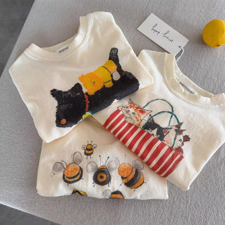 Kids Cartoon Cotton T-Shirt Long Sleeve Boys & Girls Top