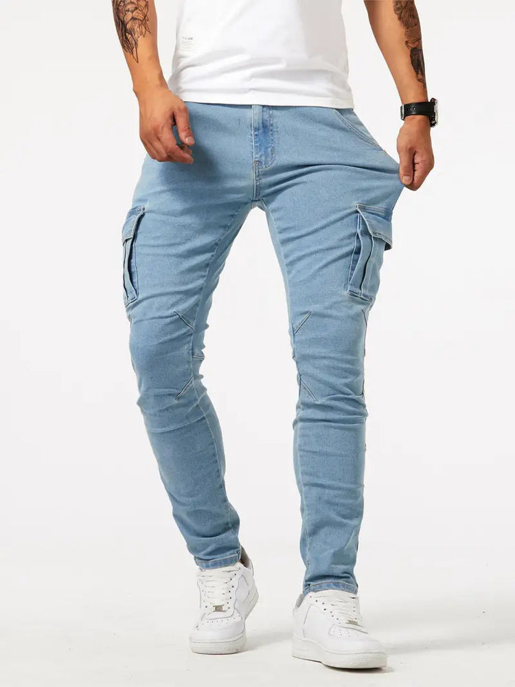 Men's Multi-Pocket Denim Cargo Pants