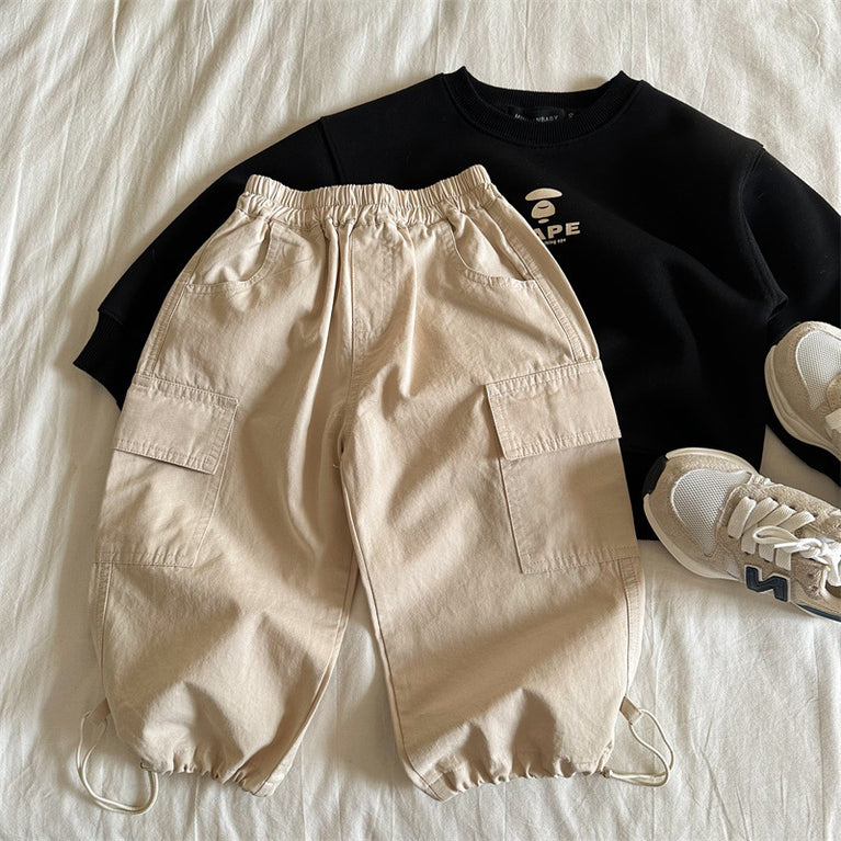 Kinder-Baumwoll-Cargohosen für Jungen und Mädchen im Herbst 