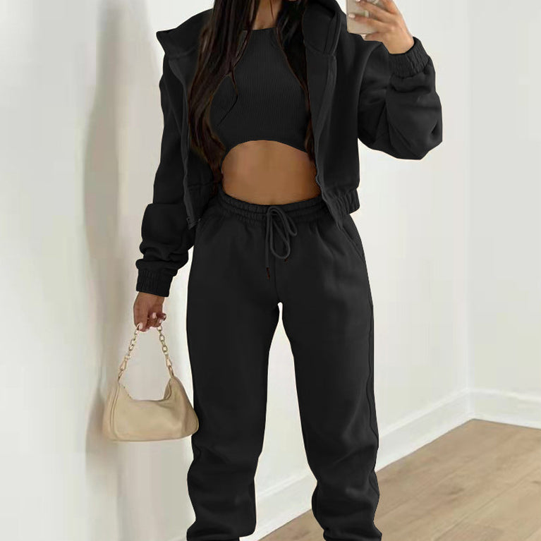 3-teiliges Set aus Fleece-Hoodie und Sport-Freizeithose