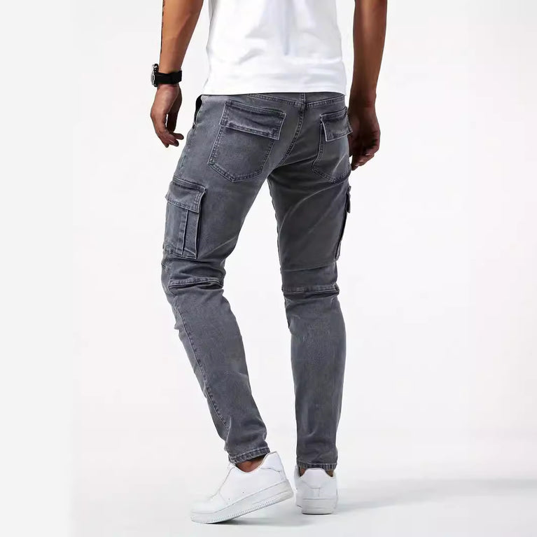 Men's Multi-Pocket Denim Cargo Pants