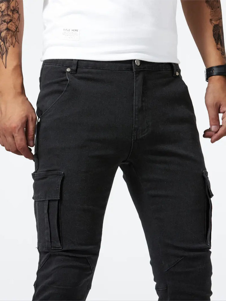 Men's Multi-Pocket Denim Cargo Pants