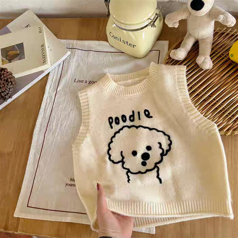 Girls Puppy Knitted Sweater Vest Spring & Autumn Wear
