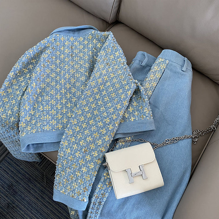 Women's Casual Little Fragrance Suit Pants Two-Piece Set
