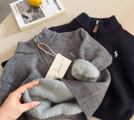 Two Ralph Lauren children's sweaters, one gray and one navy at Volonka.