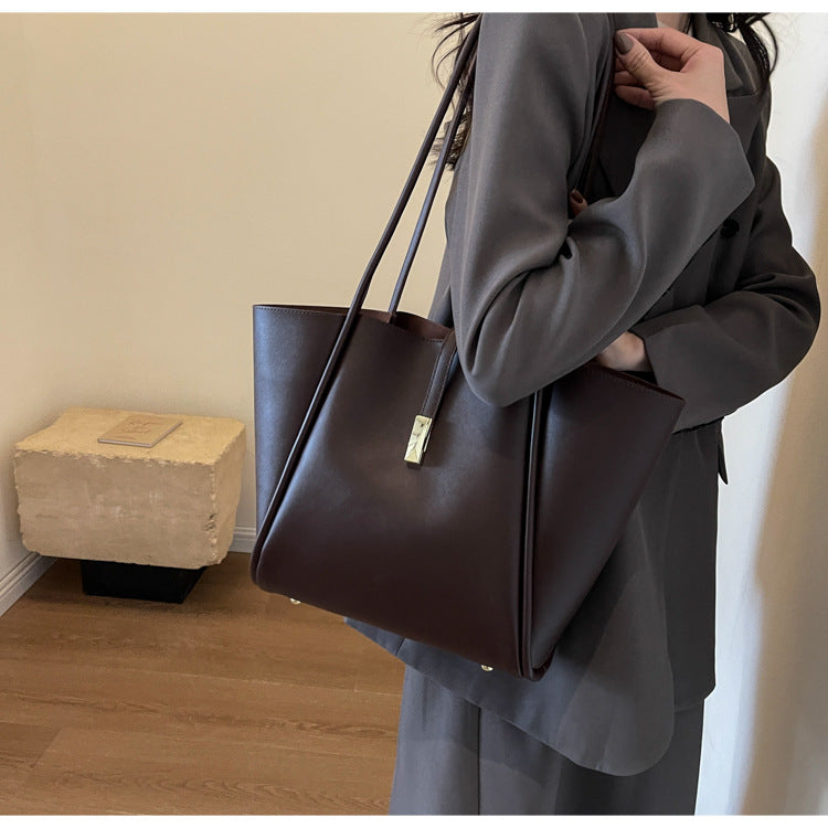 Soft Leather Large Commuter Tote Shoulder Bag