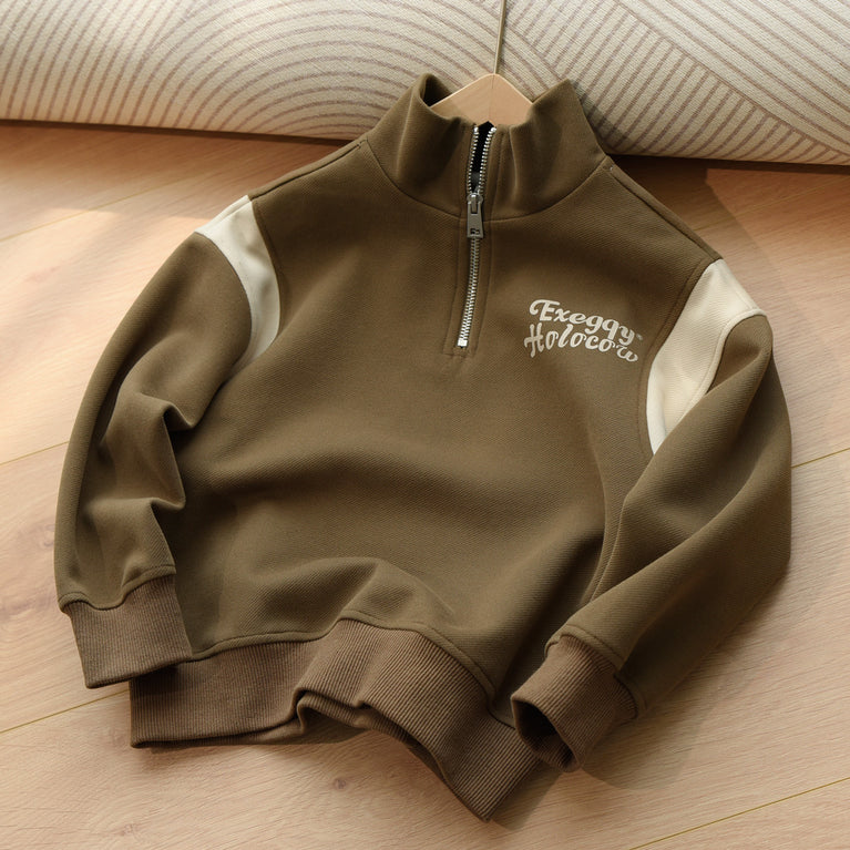 Children's half zipper Loose pullover sweatshirt Collar for Boys and Girls