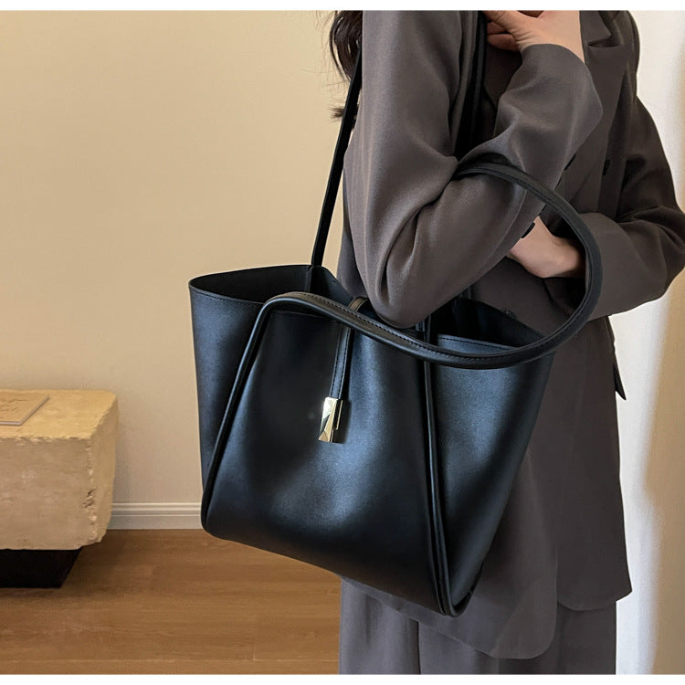 Soft Leather Large Commuter Tote Shoulder Bag