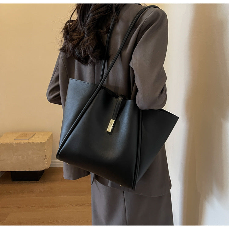 Soft Leather Large Commuter Tote Shoulder Bag