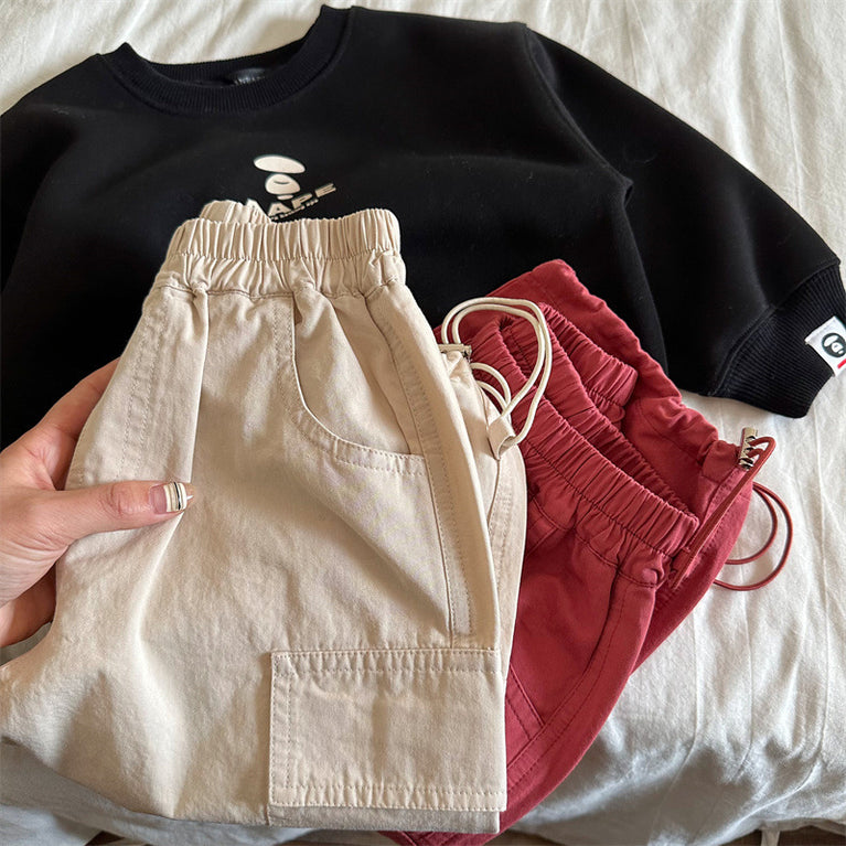 Kinder-Baumwoll-Cargohosen für Jungen und Mädchen im Herbst 