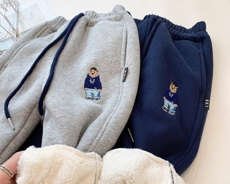 Boys Winter Thickened Lamb Wool Sweatpants