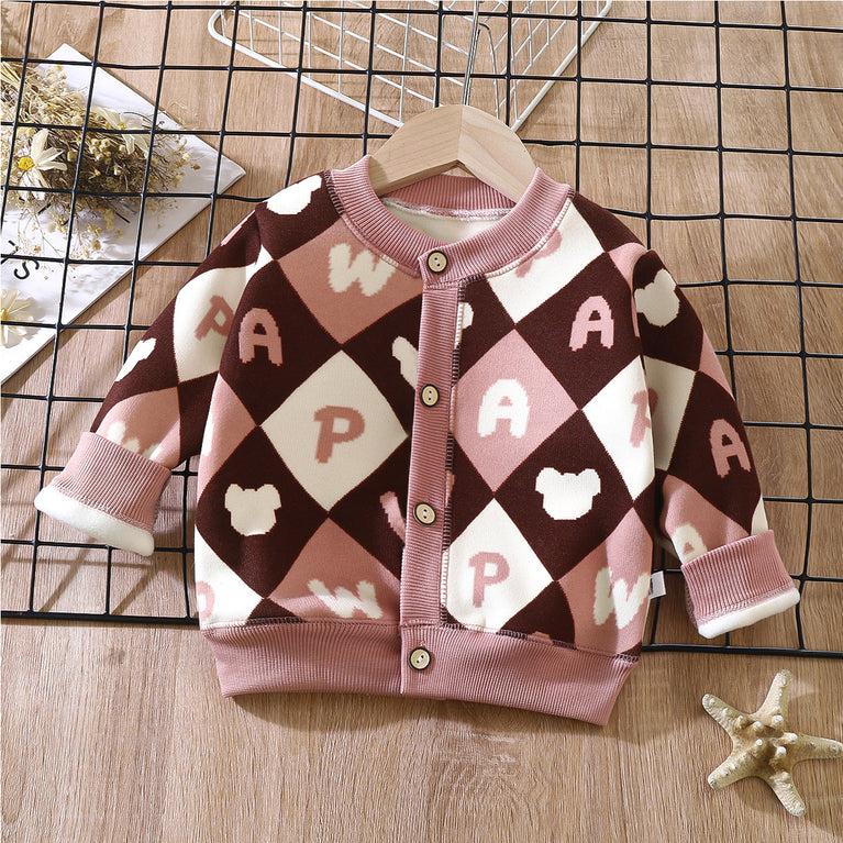 Kids Knitted Cardigan Warm Thick Fall and Winter Sweater