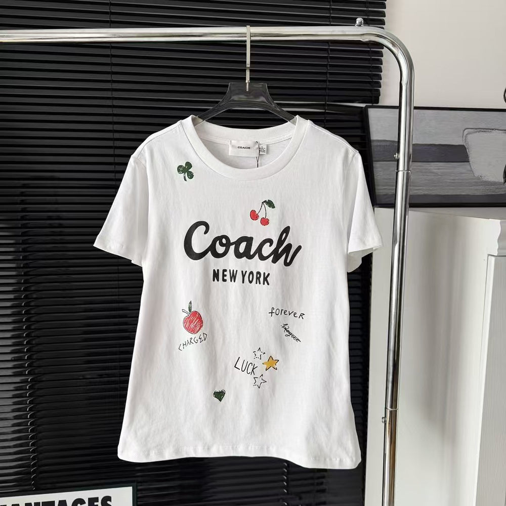 Coach Damen-Freizeit-T-Shirt mit Fruchtmuster