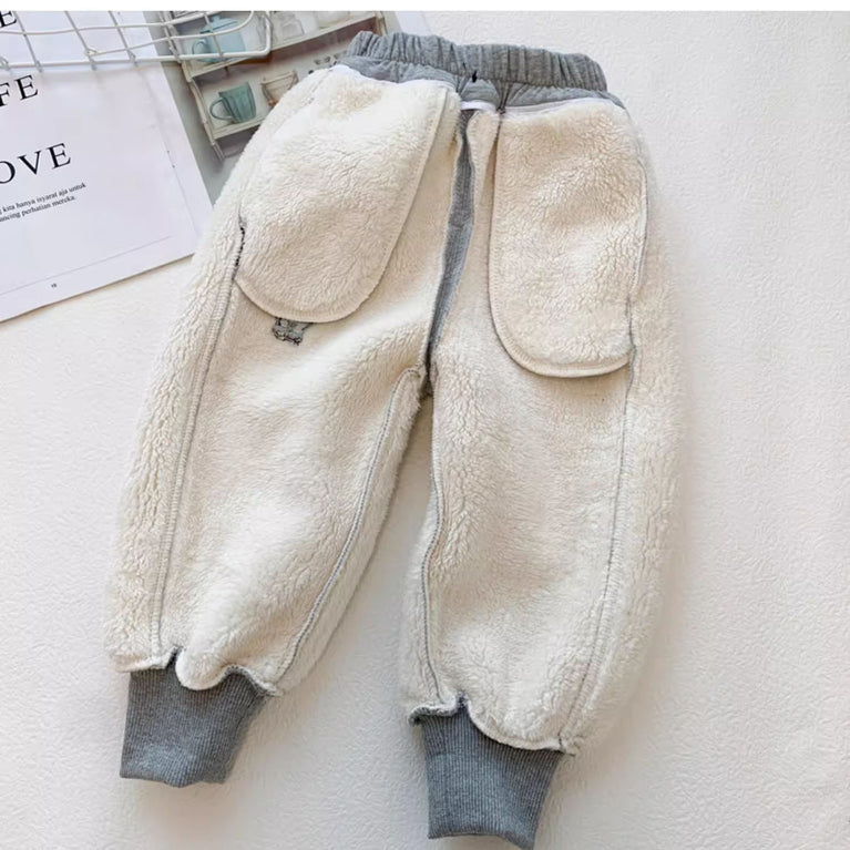 Boys Winter Thickened Lamb Wool Sweatpants