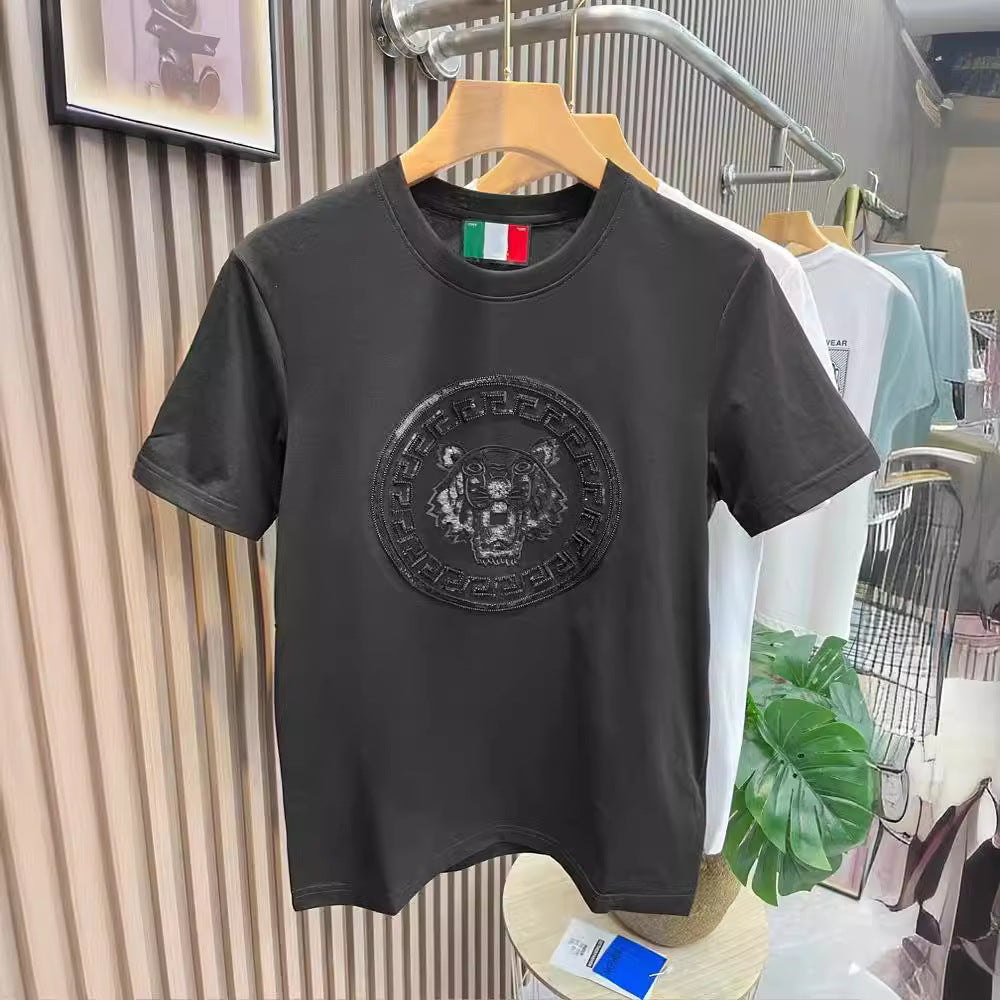Tiger head sequin slim mens Tshirt