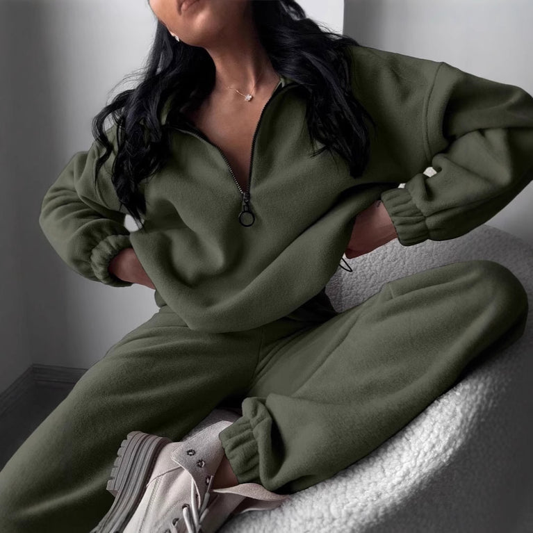 Polar Fleece Zipper POLO Neck Set