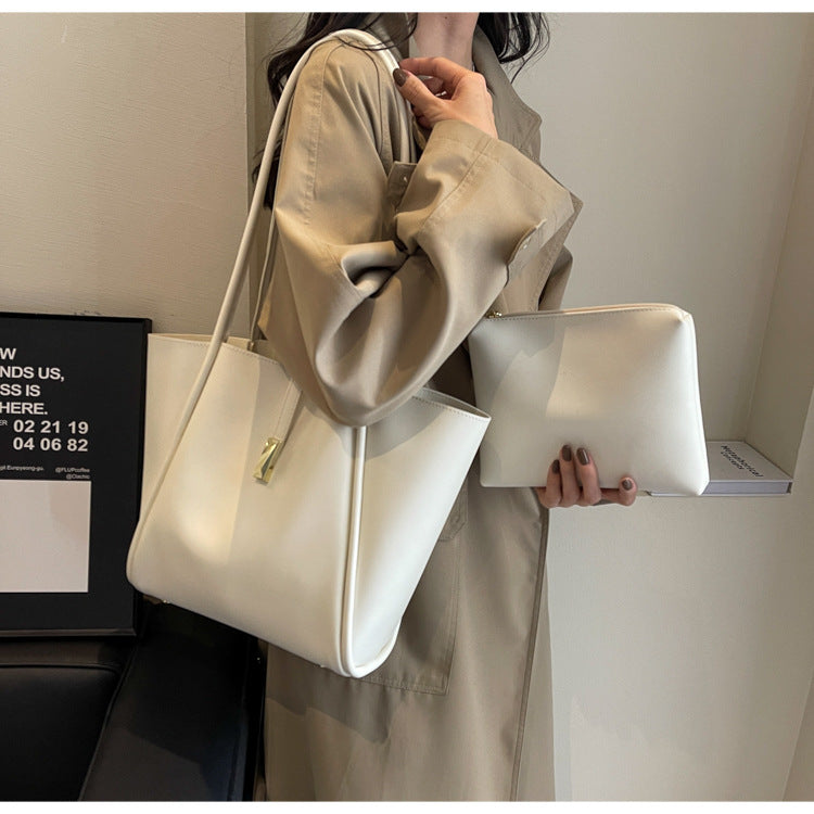 Soft Leather Large Commuter Tote Shoulder Bag