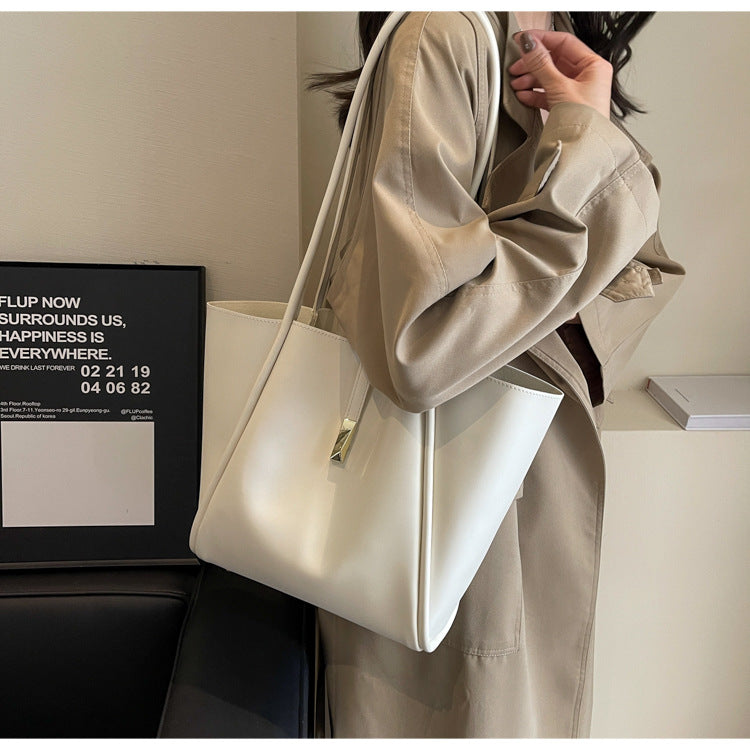 Soft Leather Large Commuter Tote Shoulder Bag