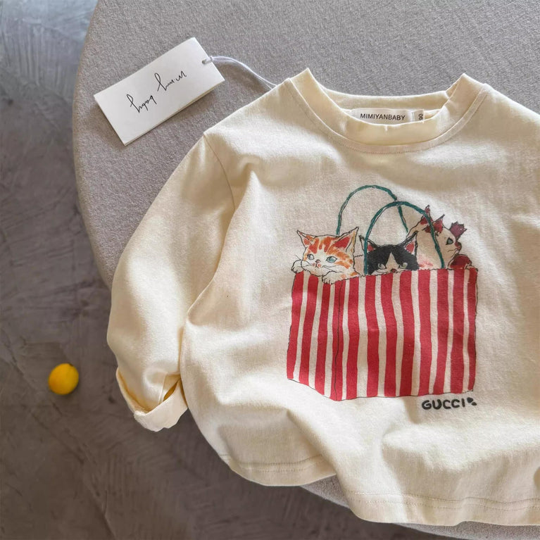 Kids Cartoon Cotton T-Shirt Long Sleeve Boys & Girls Top